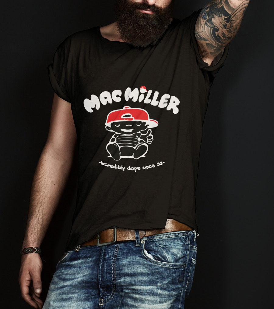 Mac Miller Incredibly Dope Since 92 Red Cap Cartoon Character T-Shirt