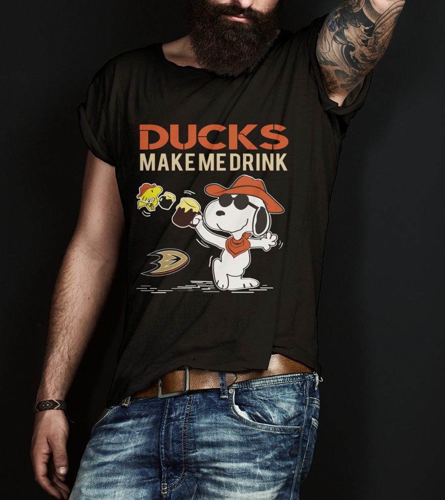 Snoopy Ducks Make Me Drink Anaheim Ducks Fans Peanuts Hockey T-Shirt