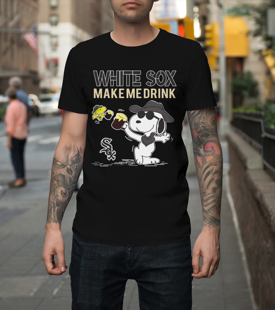 Snoopy White Sox Make Me Drink Baseball Fan Humor T-Shirt