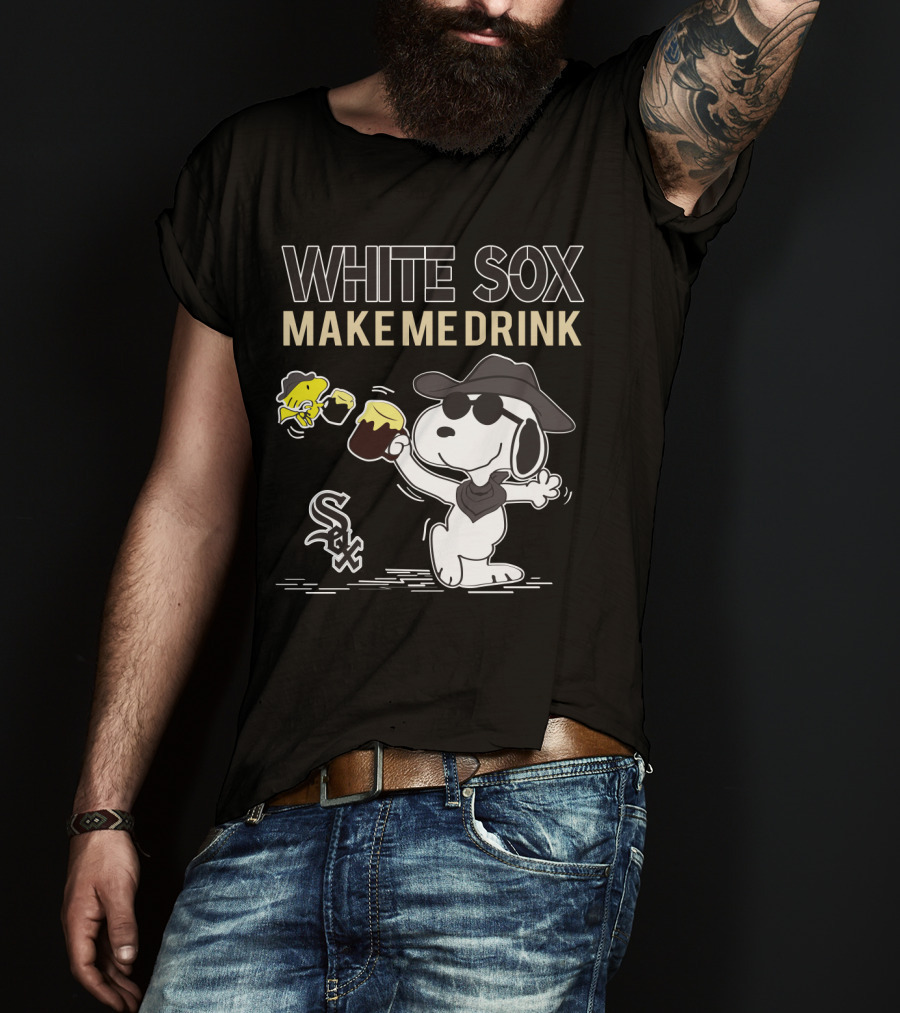 Snoopy White Sox Make Me Drink Baseball Fan Humor T-Shirt