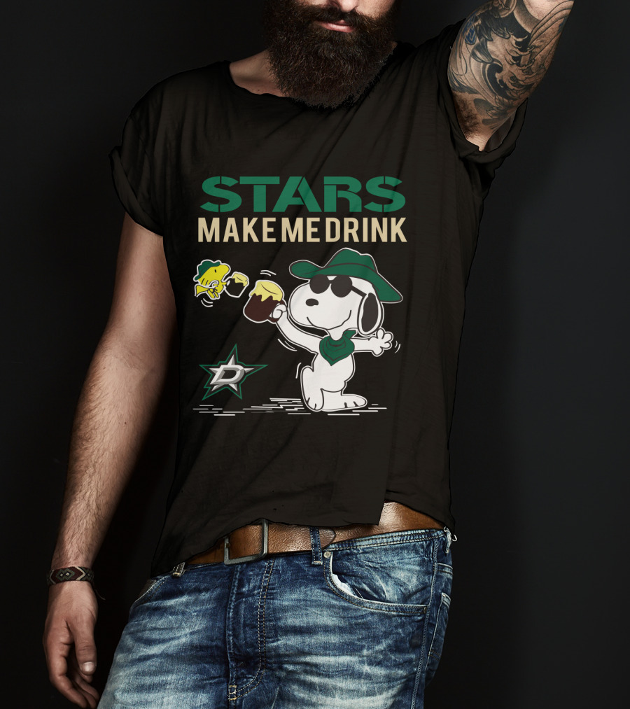 Dallas Stars Make Me Drink Snoopy Hockey Fan T-Shirt