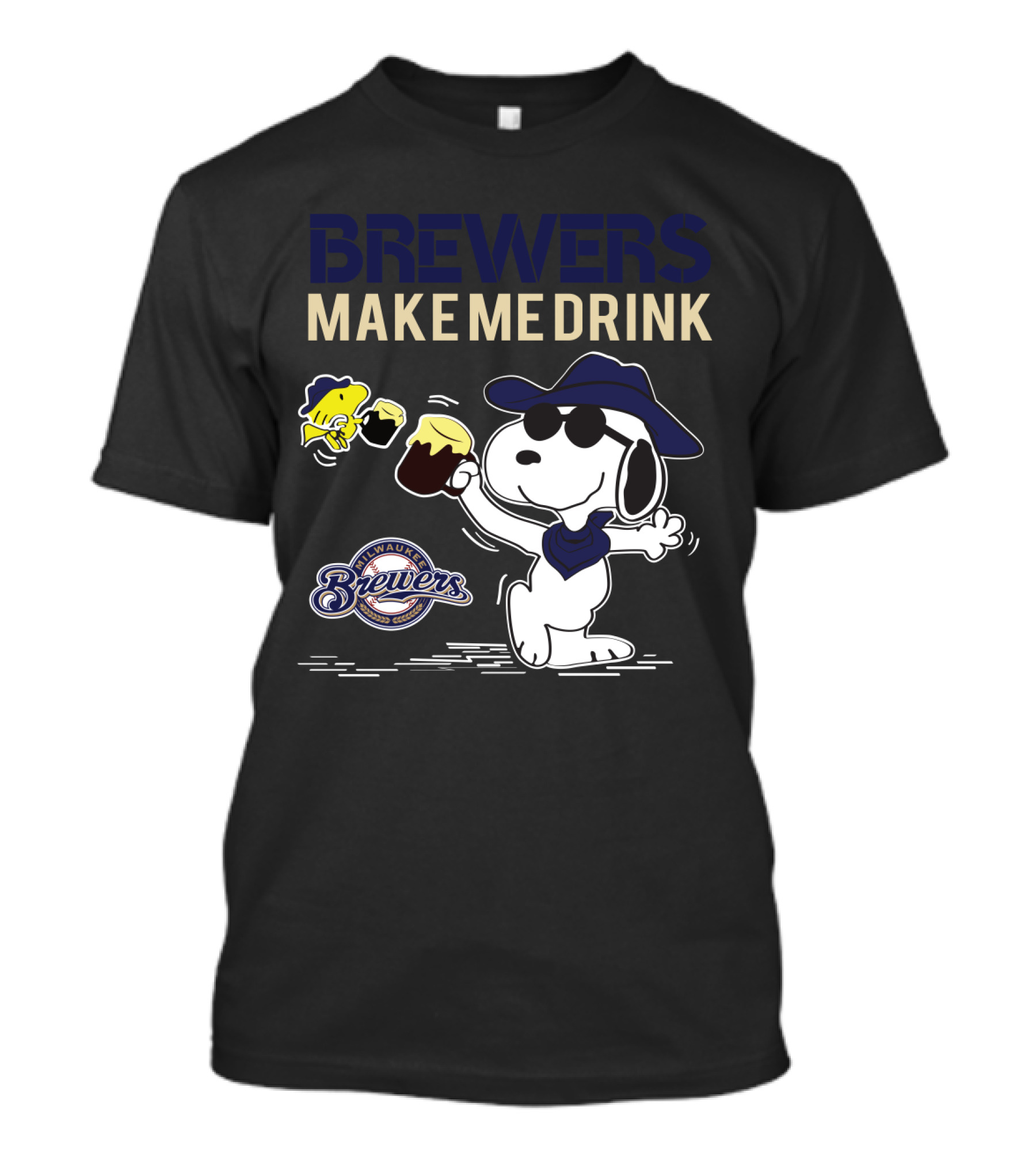 Snoopy Brewers Make Me Drink Milwaukee Brewers Fans Peanuts Comic T-Shirt