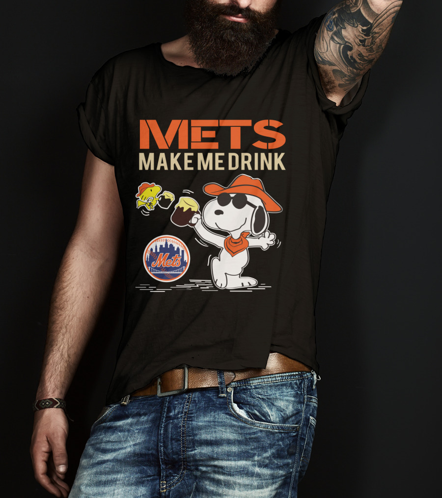 Snoopy Mets Make Me Drink New York Mets Fans T-Shirt