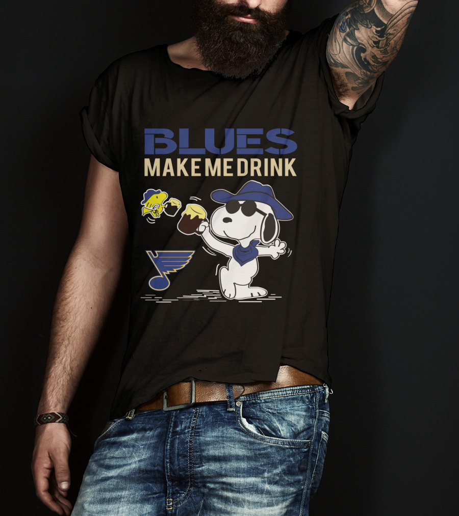 Snoopy Blues Make Me Drink St. Louis Fans Sports T-Shirt