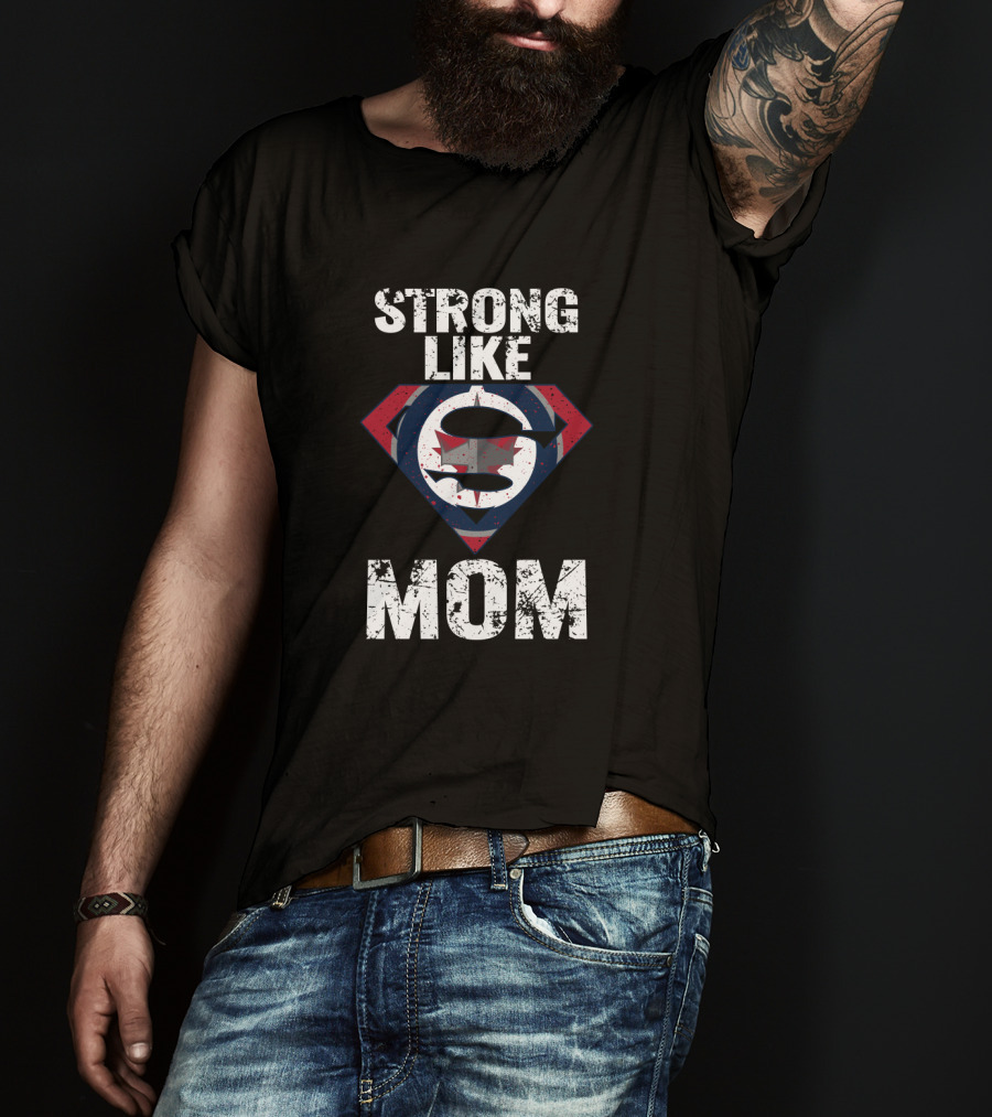 Strong Like Mom Winnipeg Jets Symbol Superhero T-Shirt