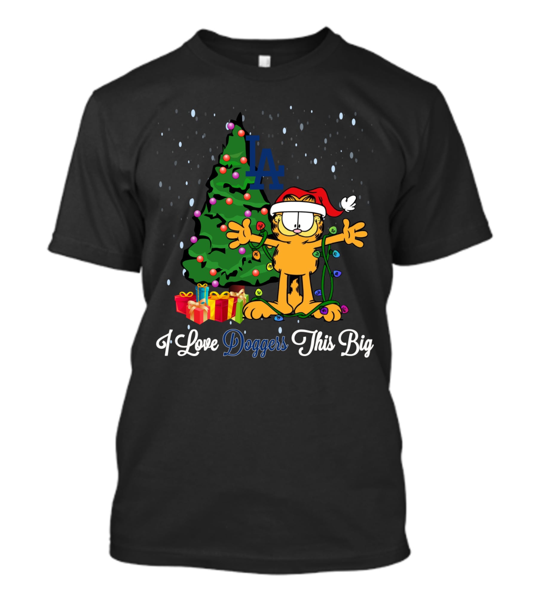 LA Dodgers Christmas Garfield I Love Dodgers This Big T-Shirt