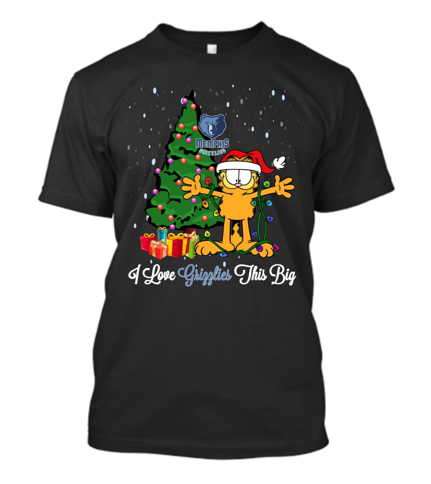 Memphis Grizzlies Christmas Garfield I Love Grizzlies This Big T-Shirt