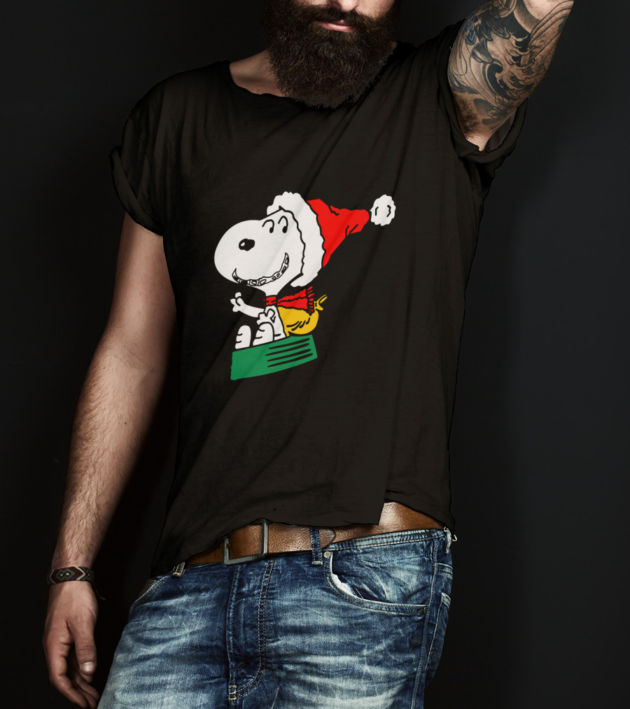 Snoopy Santa Sleigh Holiday Fun T-Shirt