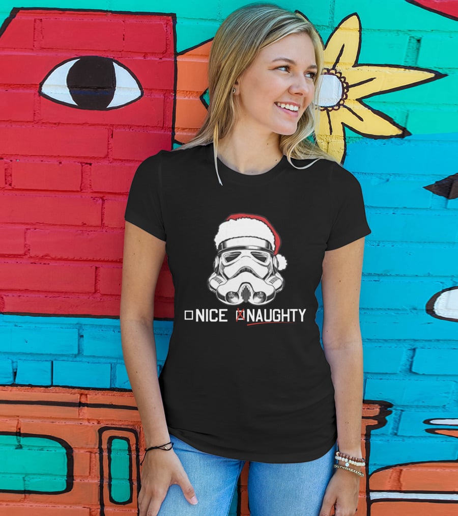 Star Wars Stormtrooper Santa Hat Naughty List Christmas Holiday Humor T-Shirt