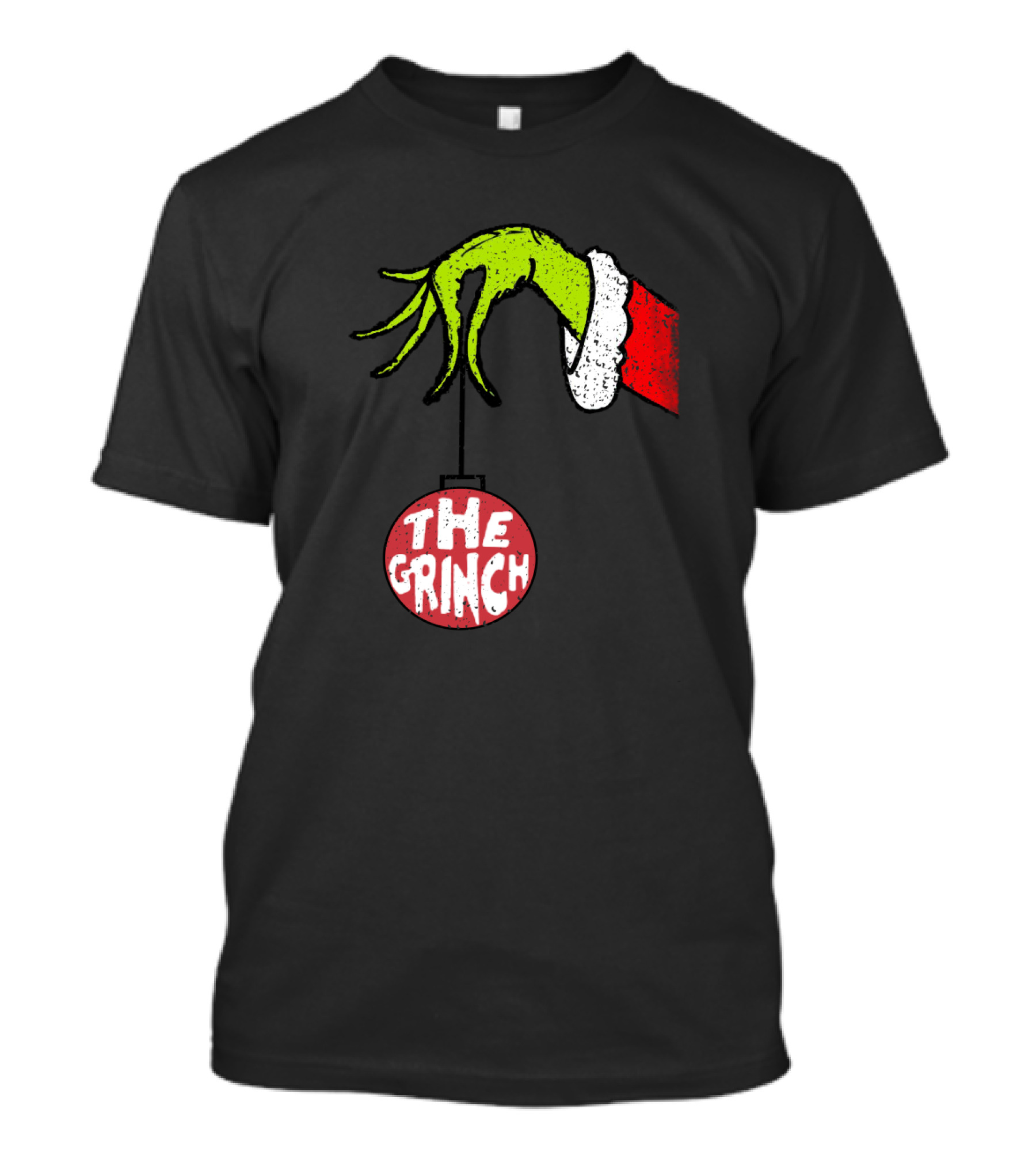 The Grinch Hand Holding Red Ornament With The Grinch Text T-Shirt