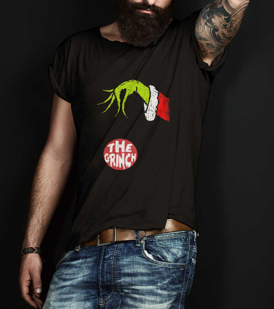 The Grinch Hand Holding Red Ornament With The Grinch Text T-Shirt