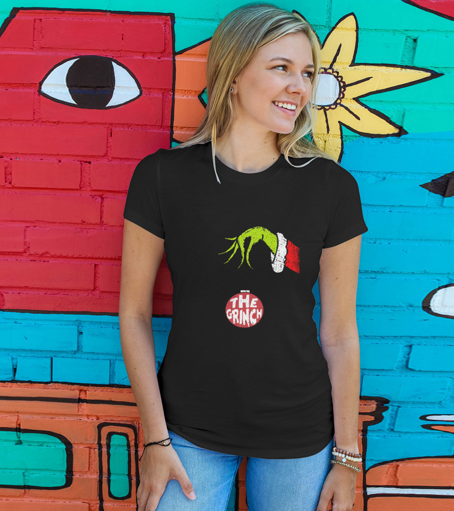 The Grinch Green Hand Holding Red T-Shirt