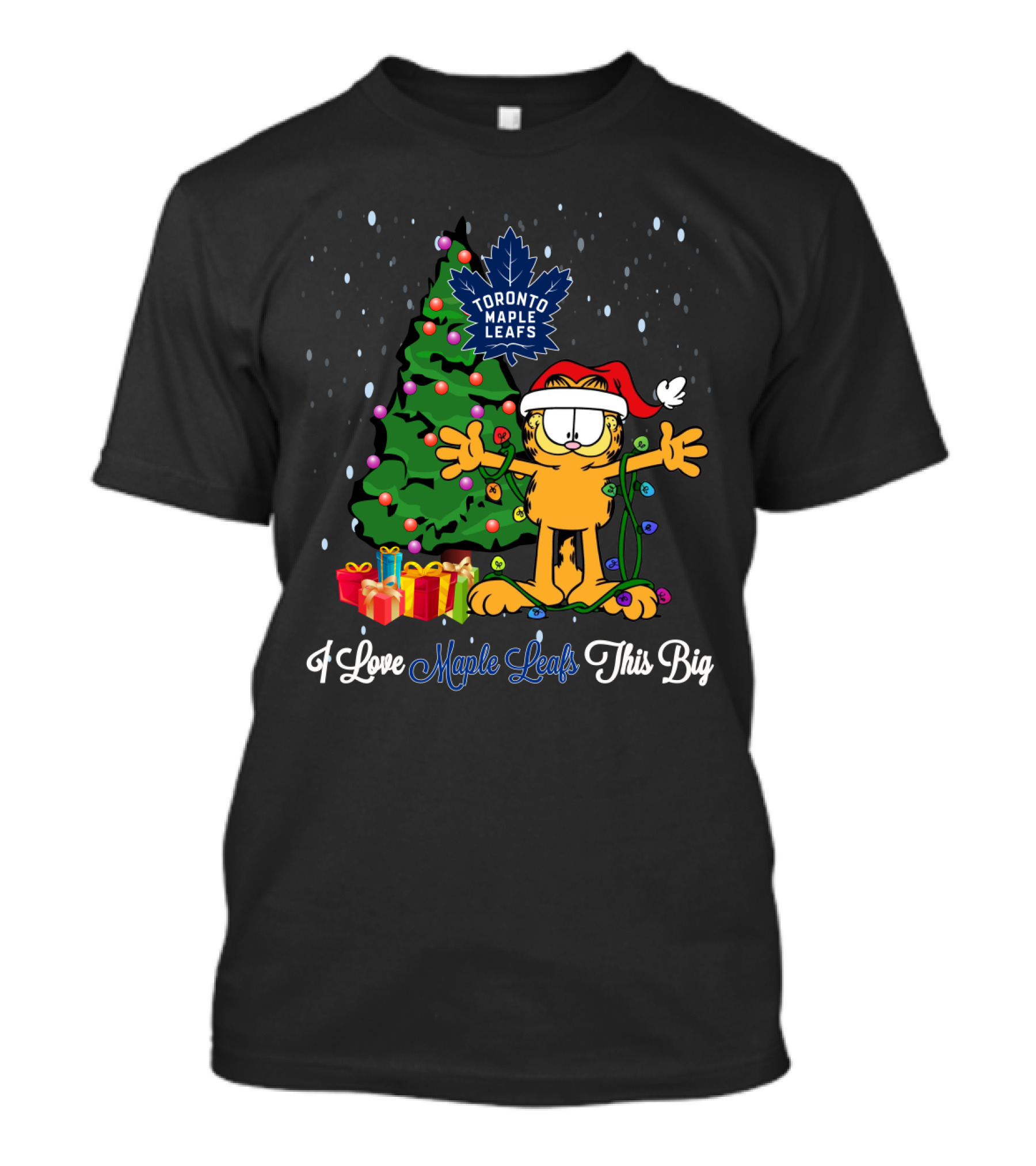 I Love Toronto Maple Leafs This Big Christmas Garfield Tree T-Shirt