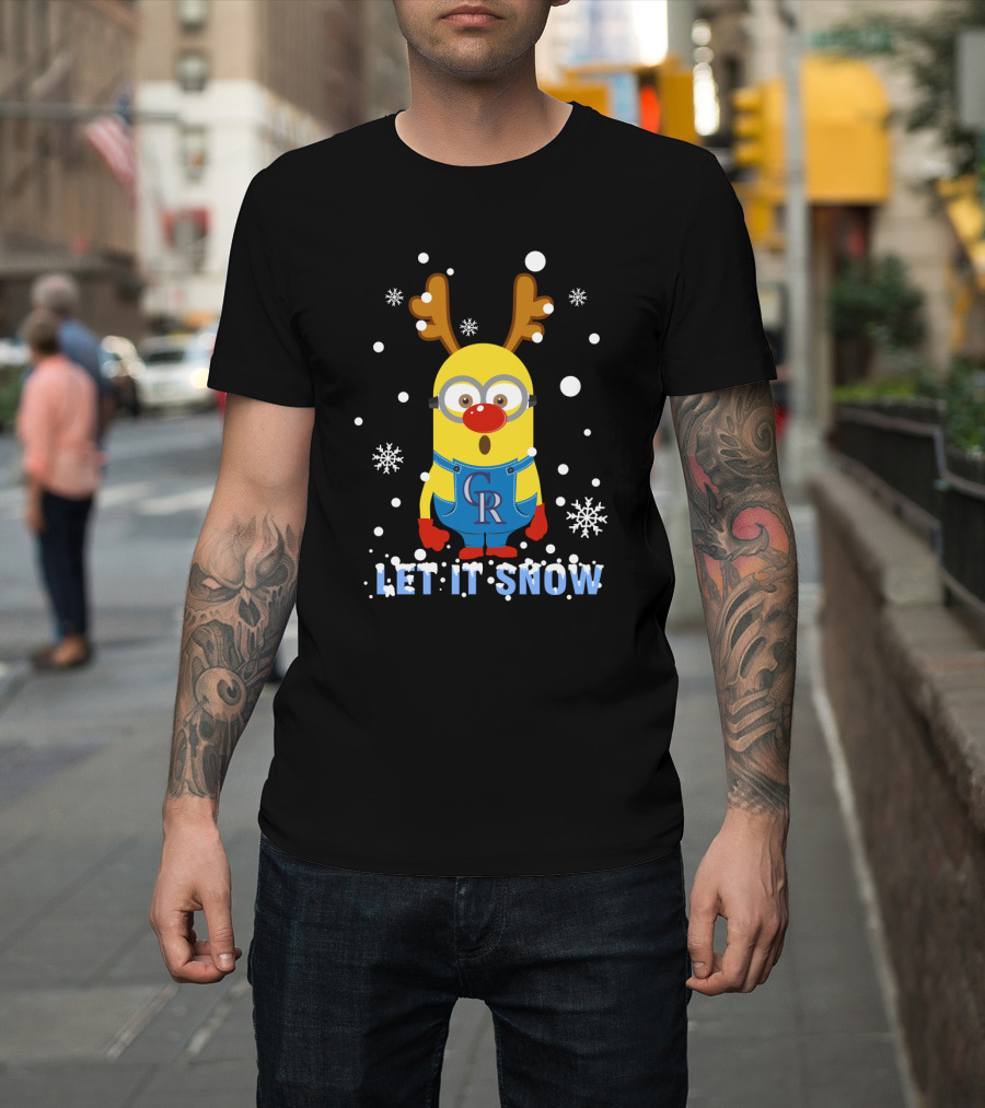 Let It Snow Colorado Rockies Minion Christmas T-Shirt