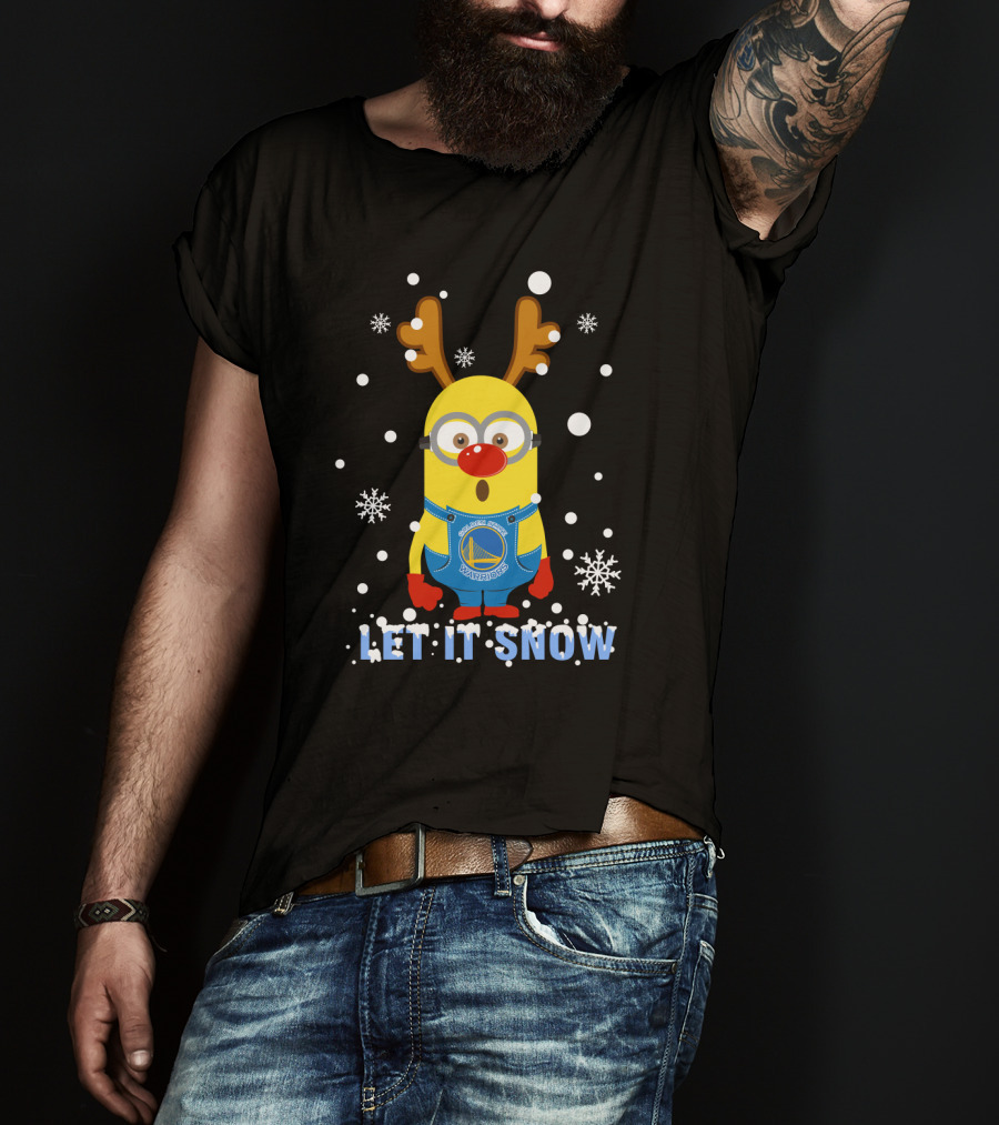 Let It Snow Minion Golden State Warriors Xmas Reindeer Fan T-Shirt