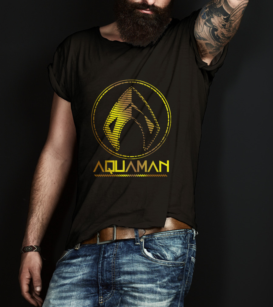 Aquaman Movie Gold Trident Emblem Iconic Symbol T-Shirt