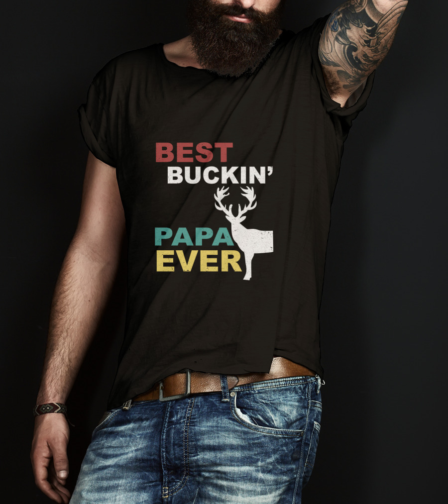 Best Buckin' Papa Ever Deer Antler T-Shirt