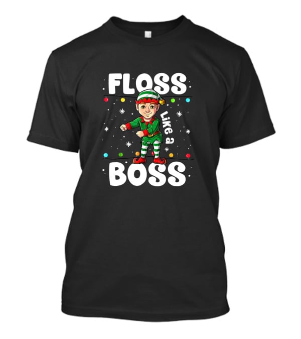 Floss Like A Boss Elf Dance Holiday Lights Snowflakes T-Shirt