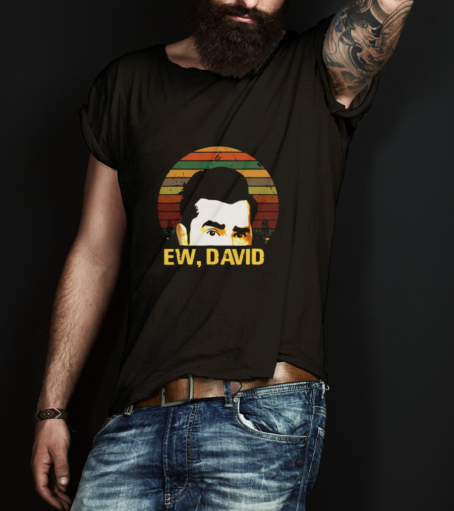 Retro Ew David Rose Multicolor Stripes Portrait T-Shirt