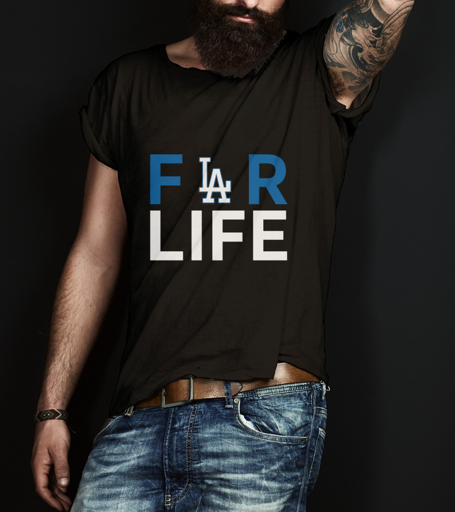 LA Dodgers For Life Fan Tribute Text T-Shirt