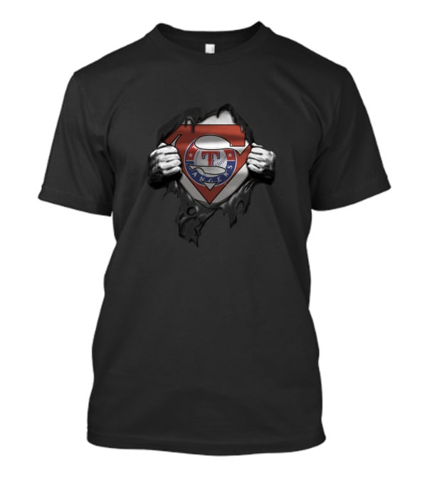 Texas Rangers Superman Crossover Fans Iconic Logo Fusion T-Shirt
