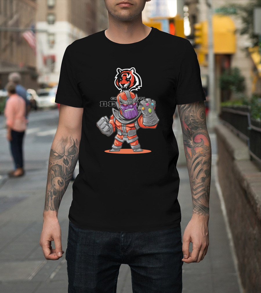 Cincinnati Bengals Thanos Fan Crossover With Gauntlet And Team T-Shirt