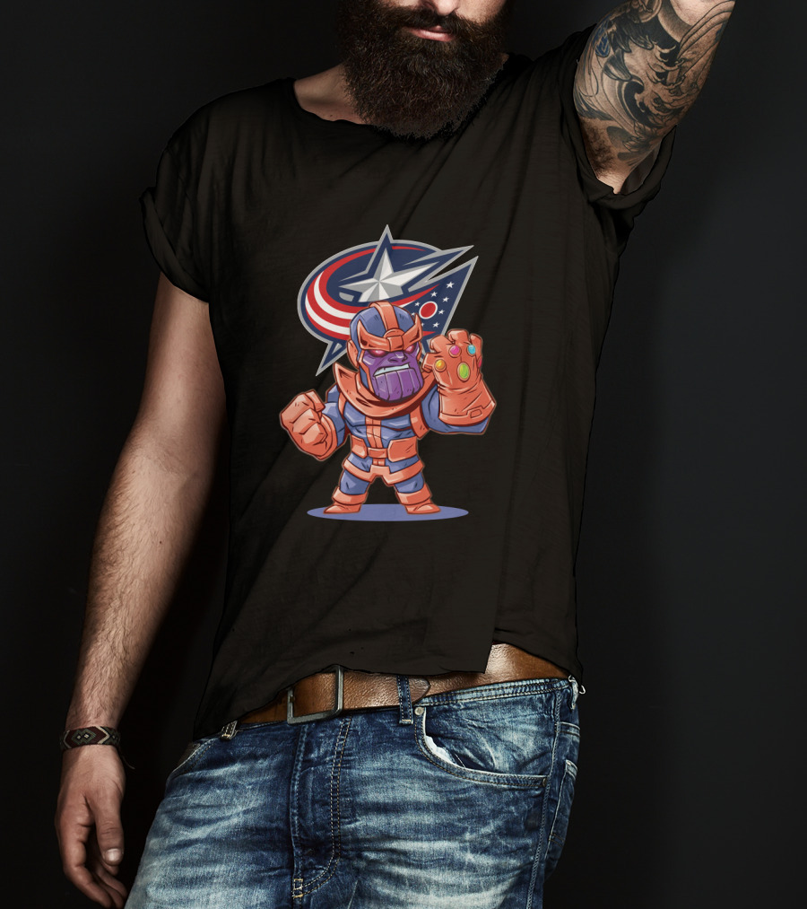 Columbus Blue Jackets Fans Meet Thanos Crossover T-Shirt