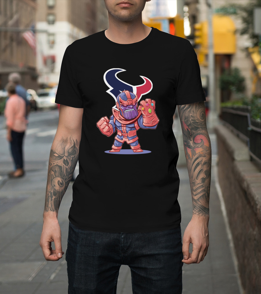 Thanos Infinity Gauntlet Houston Texans Fans Cartoon T-Shirt