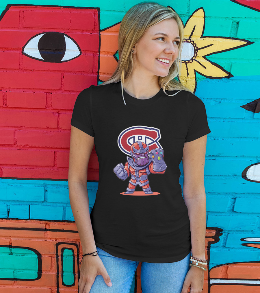 Thanos Montreal Canadiens Logo Mashup With Infinity Gauntlet T-Shirt