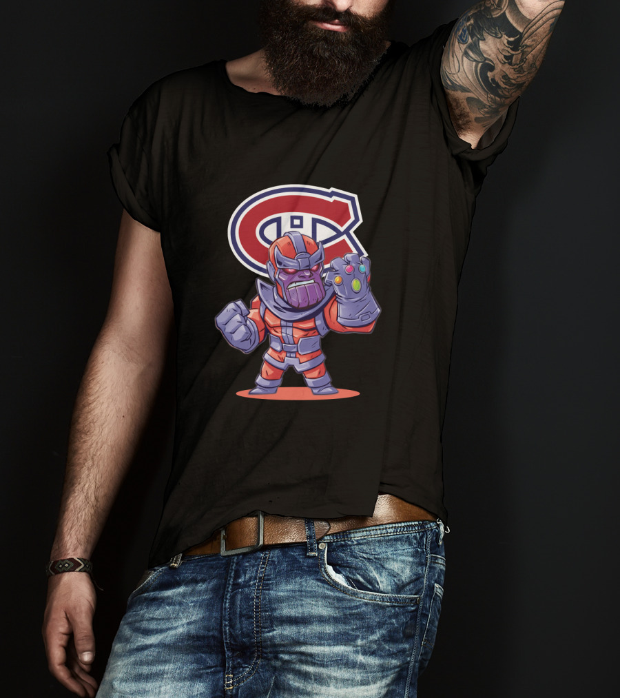 Thanos Montreal Canadiens Logo Mashup With Infinity Gauntlet T-Shirt
