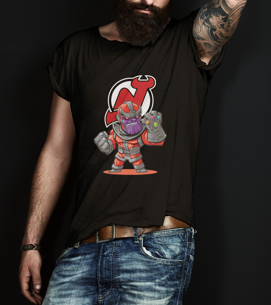 Thanos Infinity Gauntlet Meets New Jersey Devils NHL Fan T-Shirt