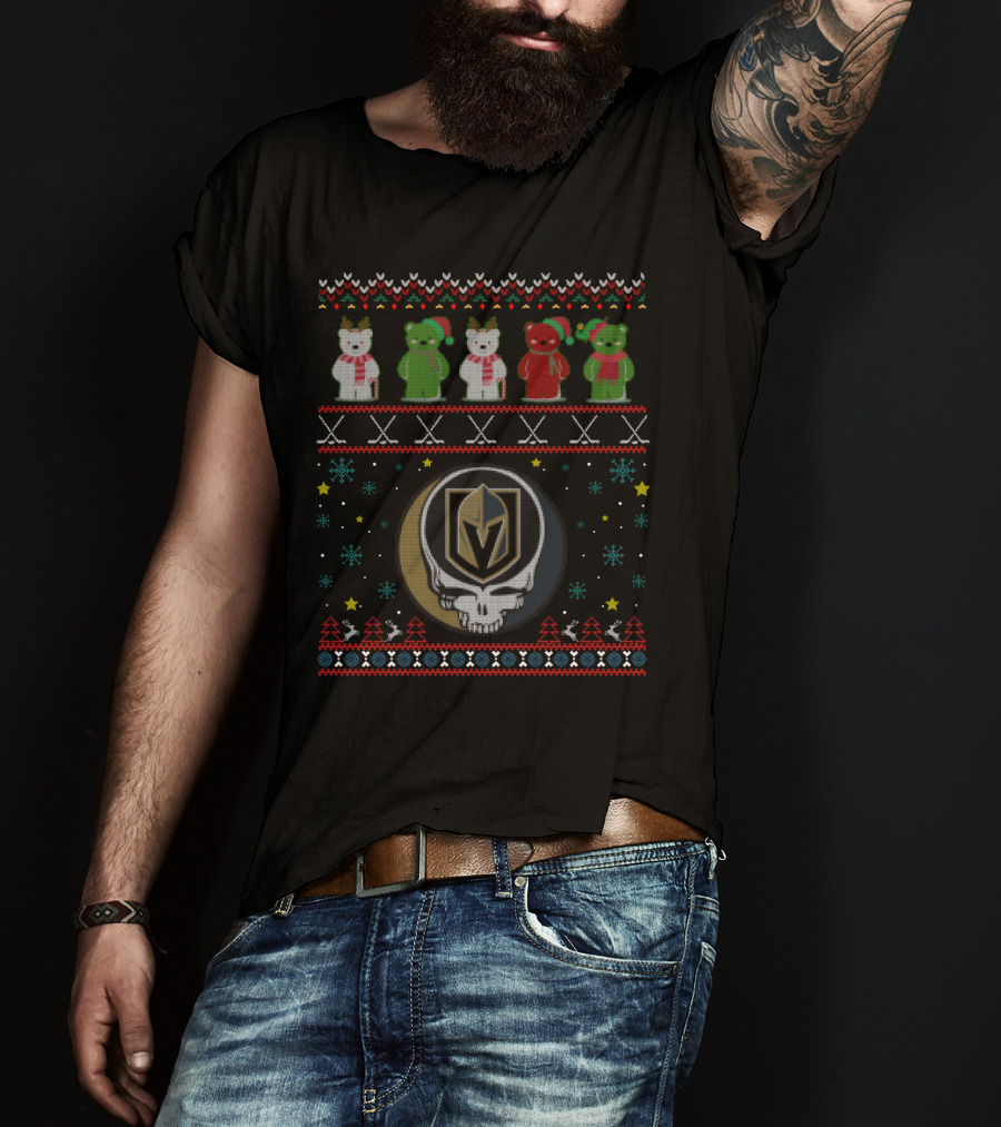 Vegas Golden Knights Grateful Dead Bears Holiday T-Shirt