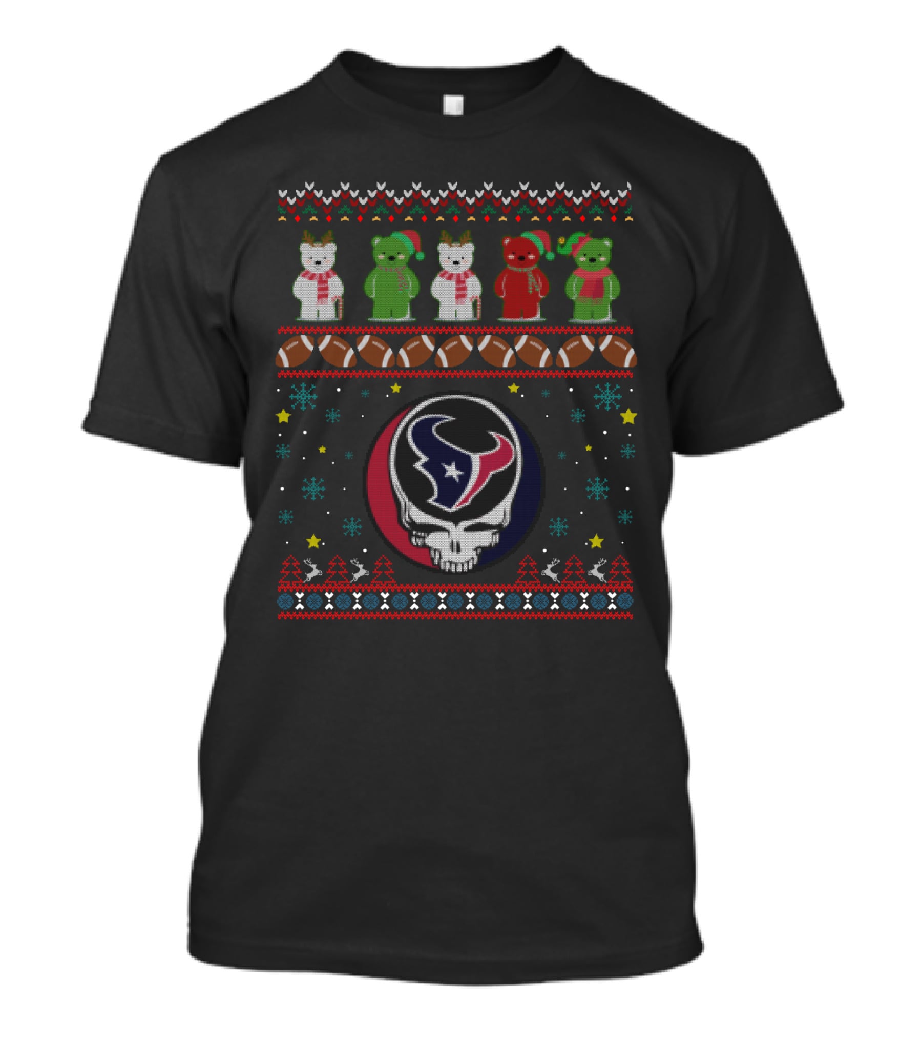Houston Texans Grateful Dead Christmas Bears T-Shirt