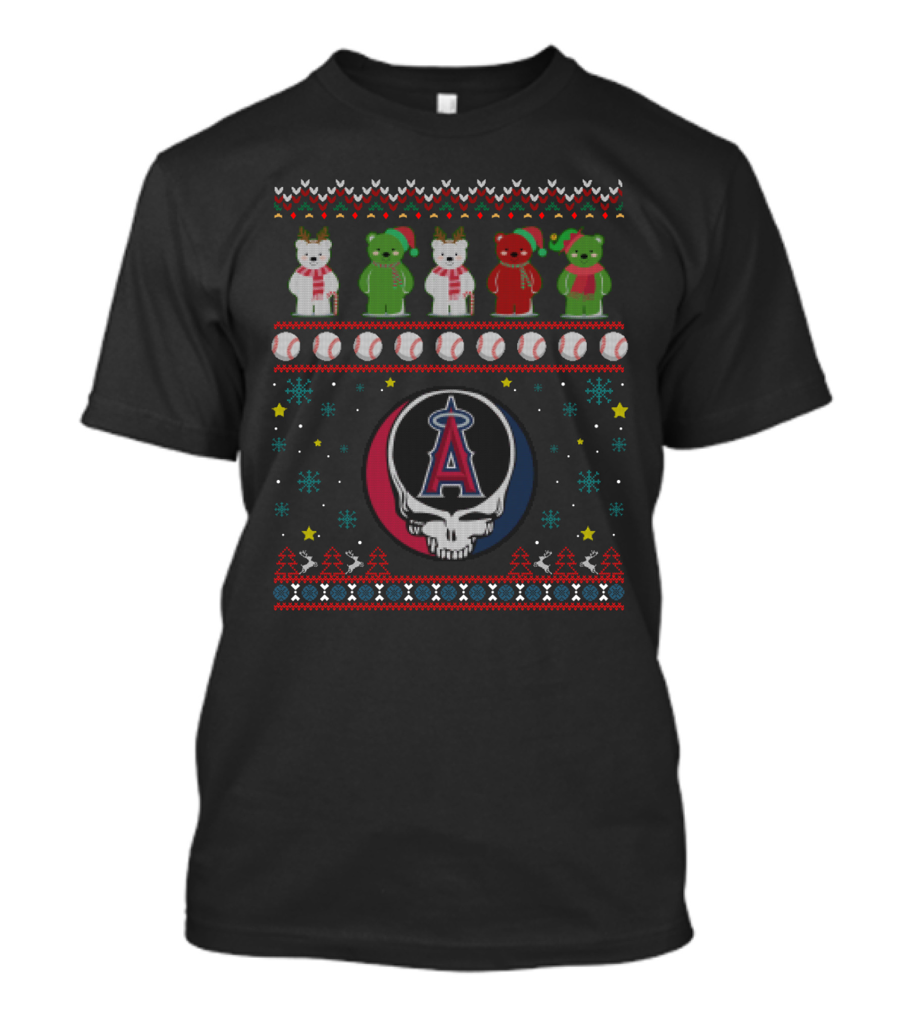 Los Angeles Angels Grateful Dead Bears Baseball Holiday T-Shirt