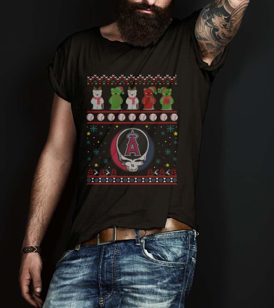 Los Angeles Angels Grateful Dead Bears Baseball Holiday T-Shirt