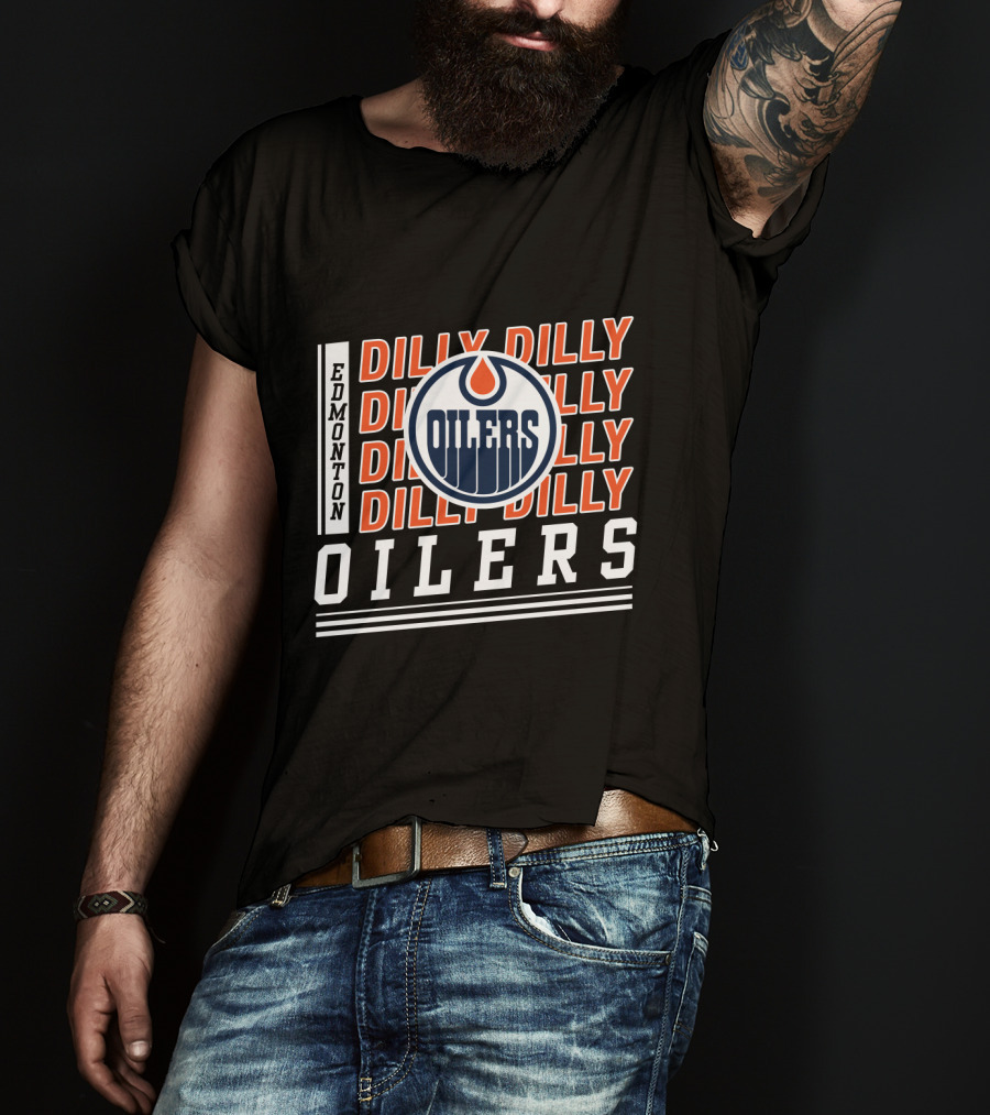 Edmonton Oilers Repeating Dilly Dilly Bold Text With Team T-Shirt