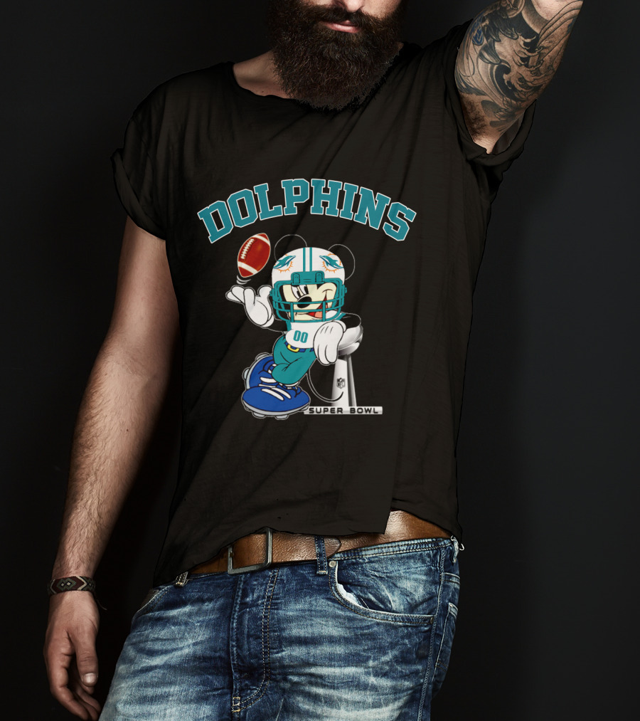 Miami Dolphins Mickey Nfl Super Bowl Football T-Shirt