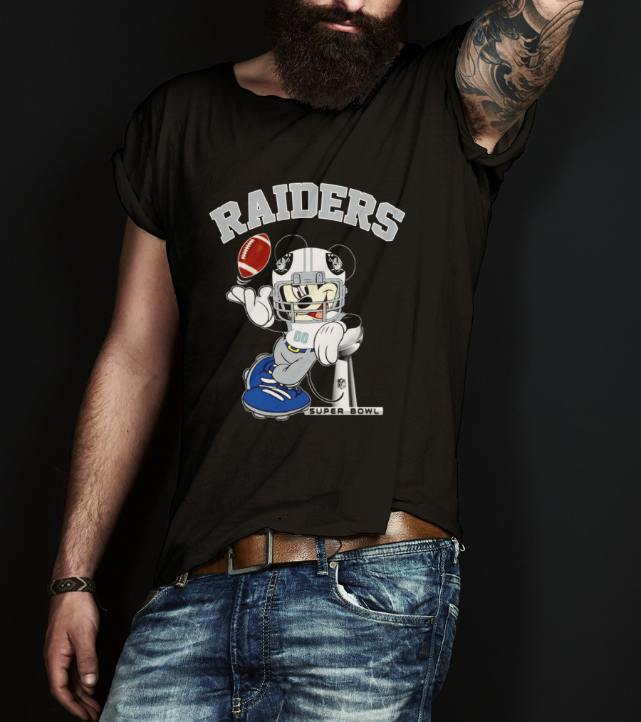 Raiders Mickey Mouse Nfl Super Bowl Football T-Shirt
