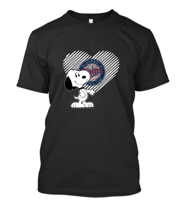 Snoopy Heart Minnesota Twins Baseball Fan Peanuts Charlie Brown MLB T-Shirt