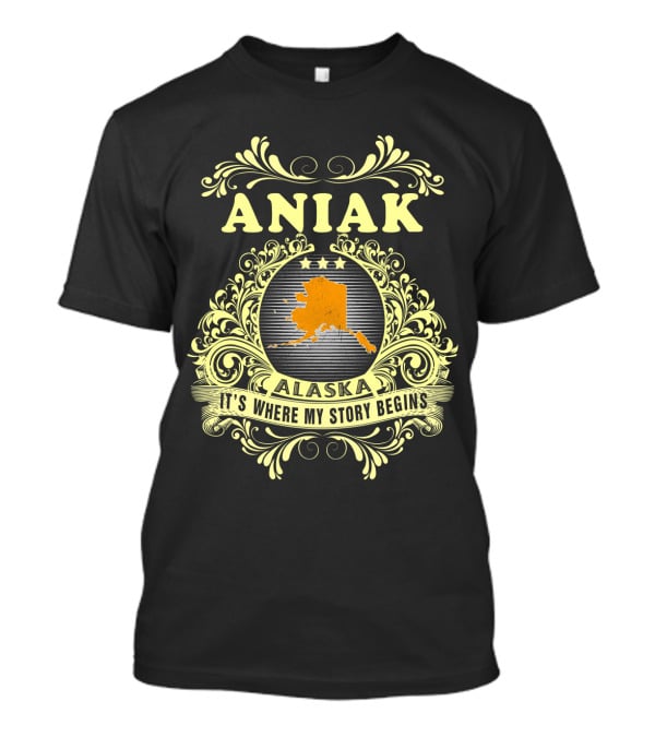 Aniak Alaska It's Where My Story Begins - Ornate Map T-Shirt