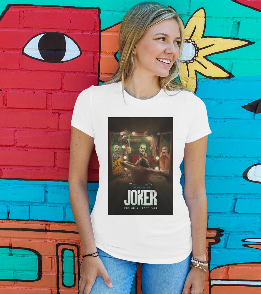 Joaquin Phoenix Joker Put On A Happy Face Mirror Reflection T-Shirt