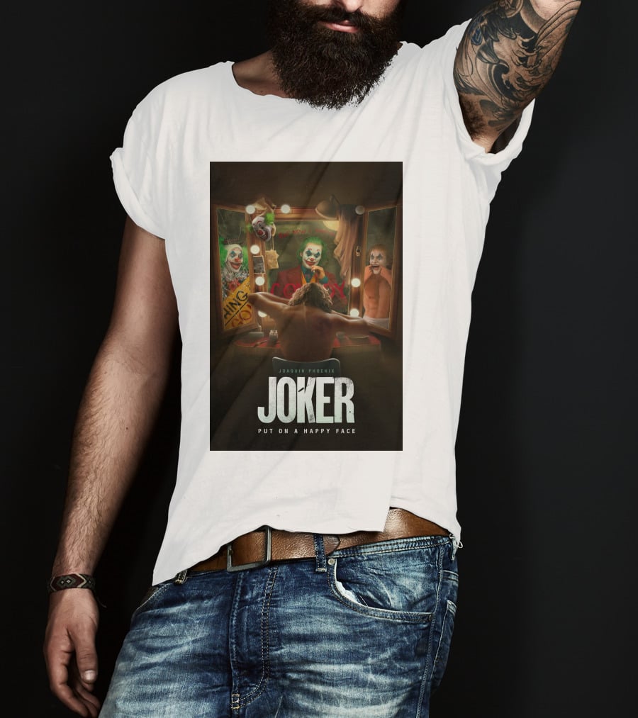 Joaquin Phoenix Joker Put On A Happy Face Mirror Reflection T-Shirt
