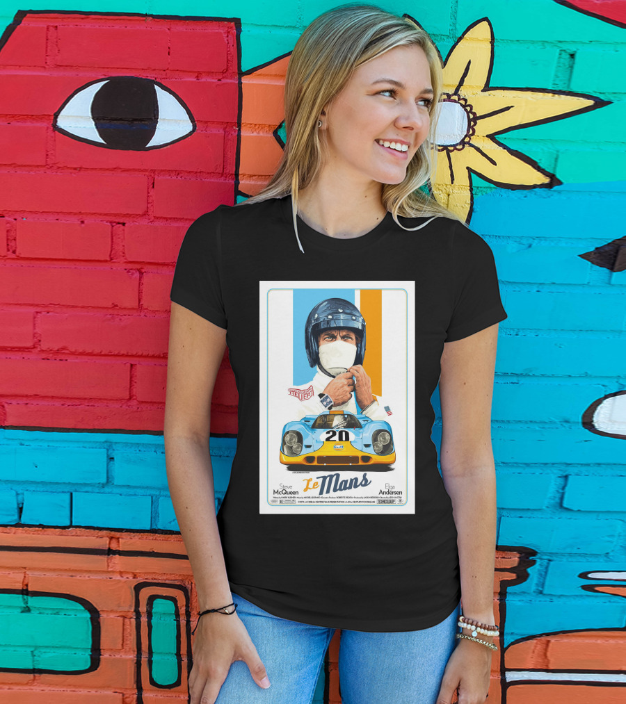 Steve Mcqueen Le Mans Gulf Driver 20 Elga Andersen T-Shirt
