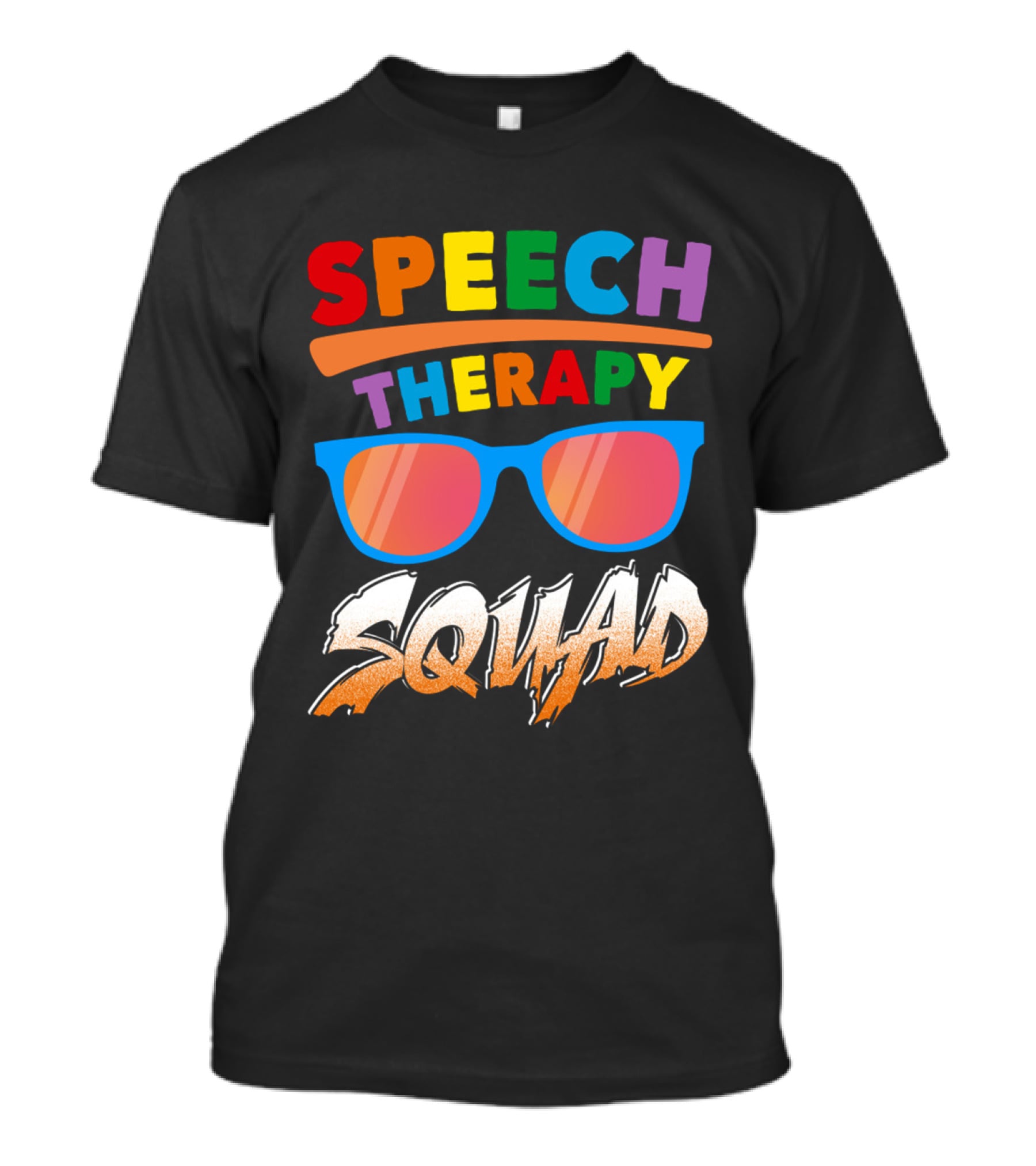 Colorful Speech Therapy Squad With Sunglasses And Bold Lettering T-Shirt