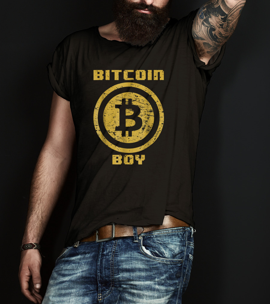 Bitcoin Boy Grunge Style Bitcoin Emblem T-Shirt
