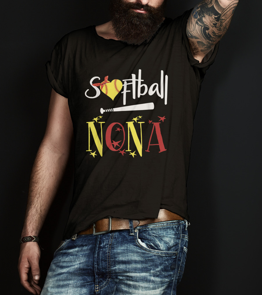 Softball Nona Heart Bat Star T-Shirt