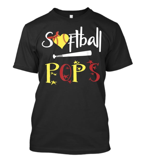 Softball Pops Heart Bat Stars T-Shirt