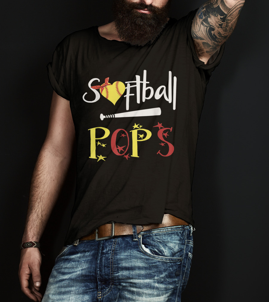 Softball Pops Heart Bat Stars T-Shirt