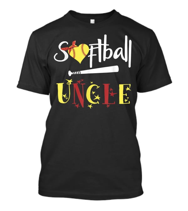 Softball Uncle Heart Bat Bandana Stars T-Shirt