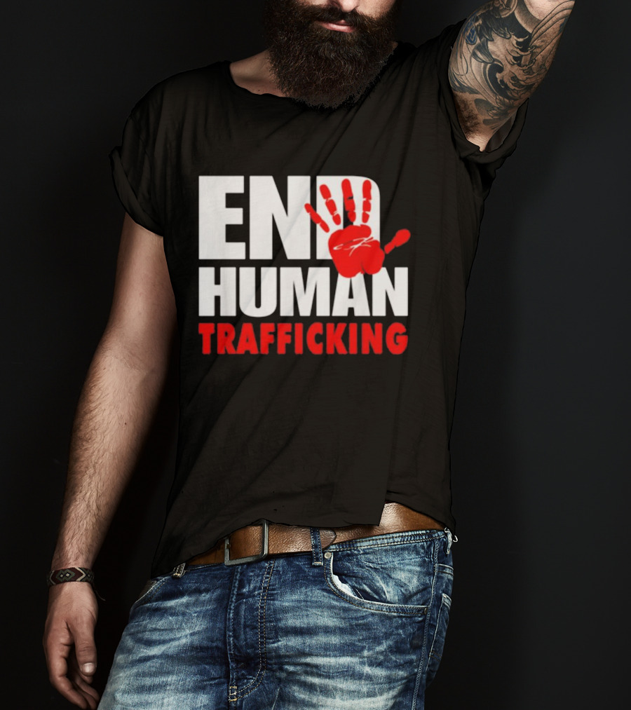 END HUMAN TRAFFICKING Red Handprint T-Shirt